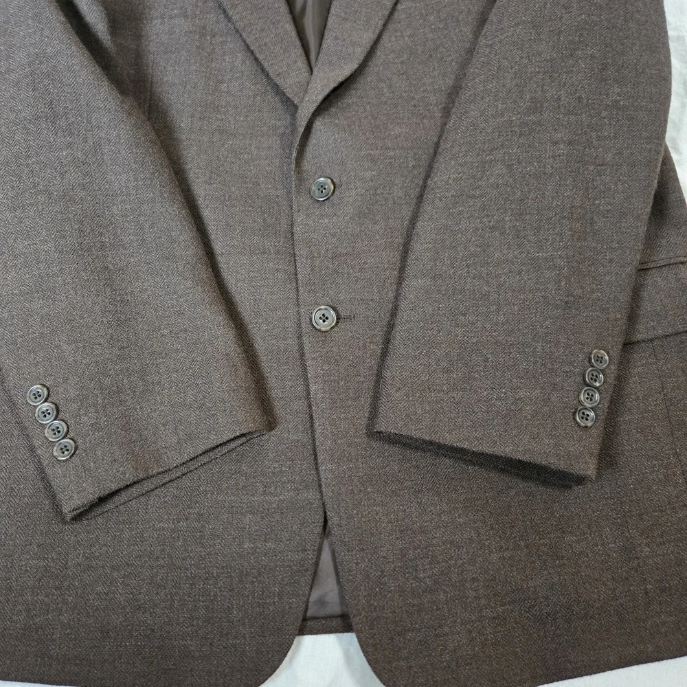 Jos A Bank 100% Wool Tweed Herringbone‎ 46R Blazer Sport Coat  Jacket Brown